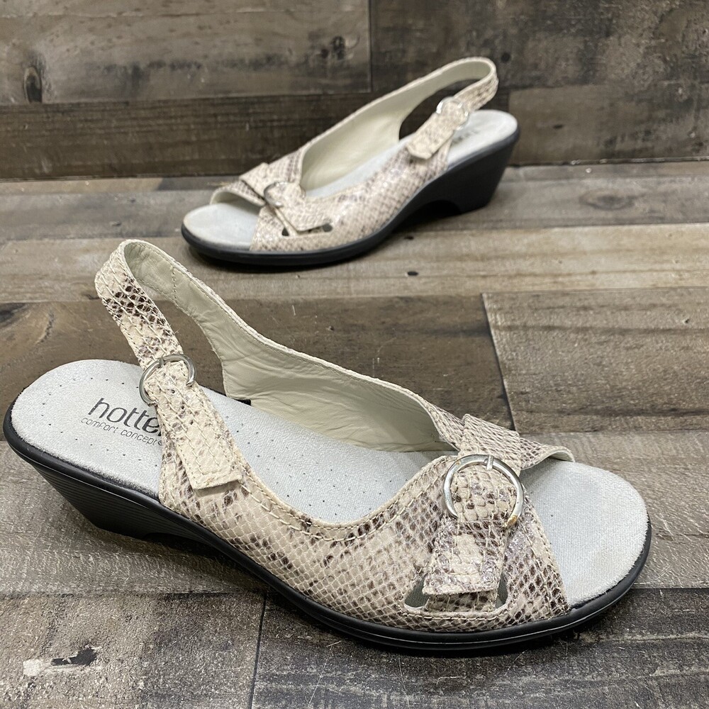 Hotter Comfort Concept Womens Slingback Heel Sandals Snake Print Size 10 GREAT!